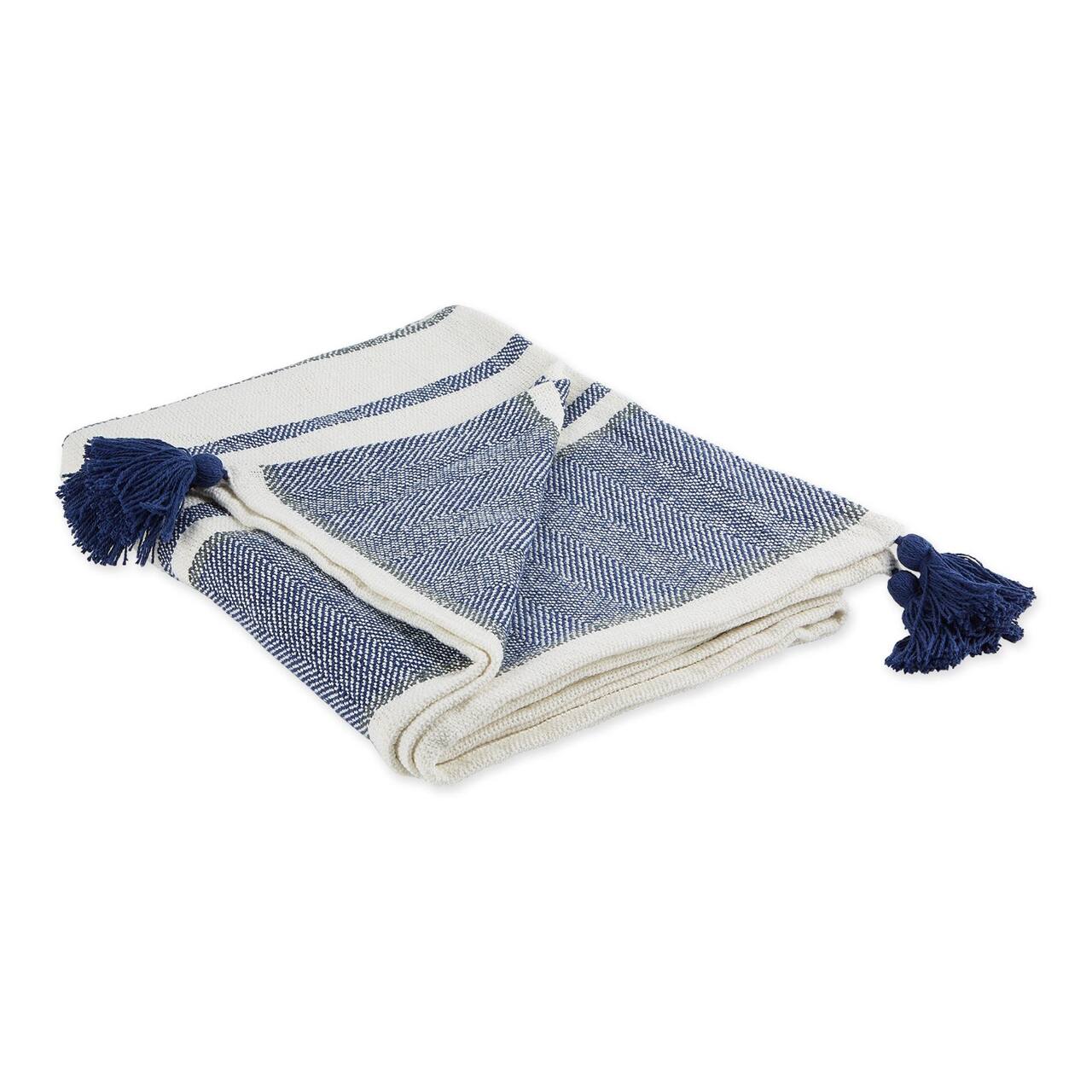 DII® Navy & Mineral 2-Tone Chevron Stripe Throw